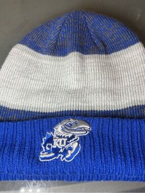 Top of the World KU Blue and White Striped Beanie